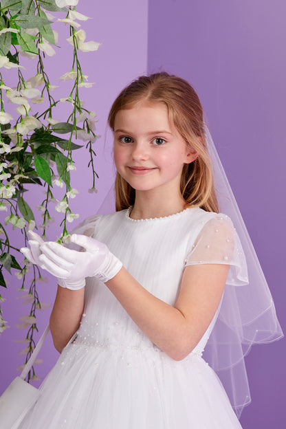Portia Full Length Organza and Pearl Communion Dress with Sparkle Skirt Available 2026