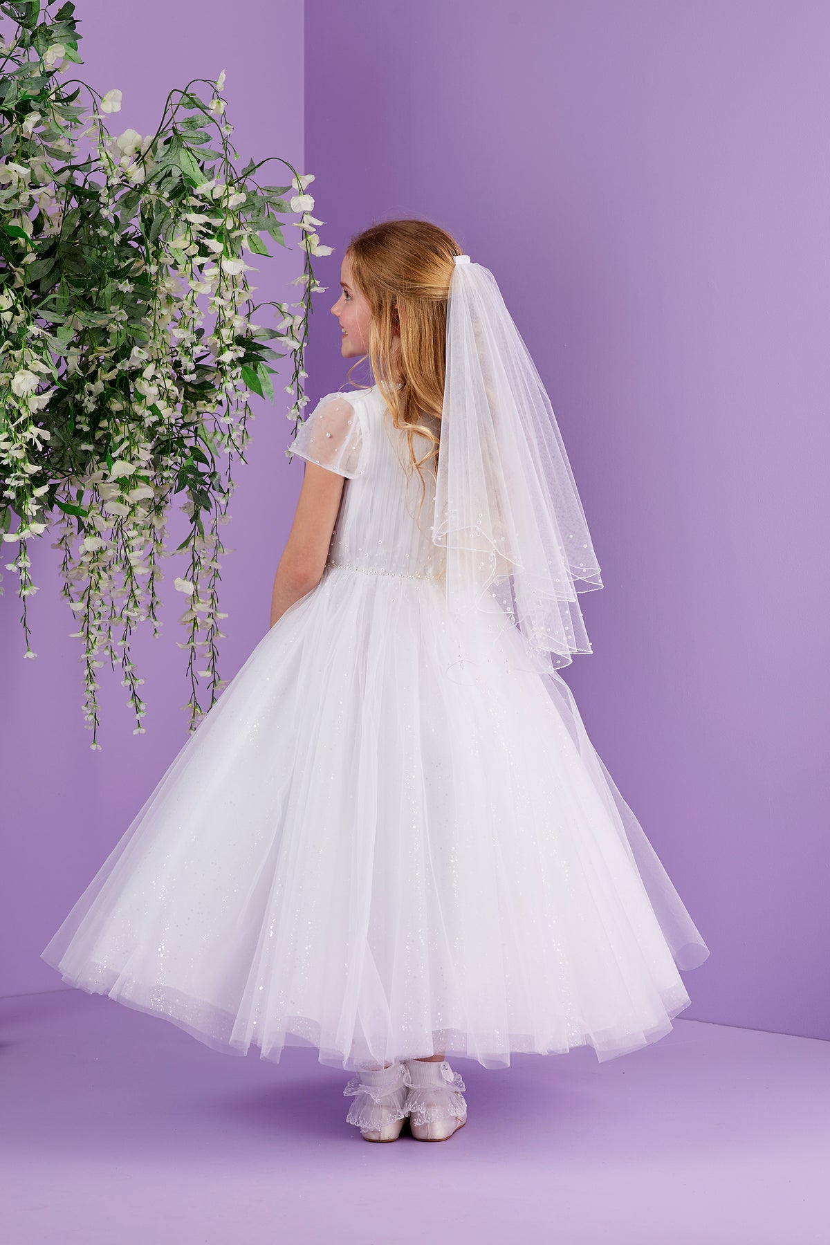 Portia Full Length Organza and Pearl Communion Dress with Sparkle Skirt Available 2026