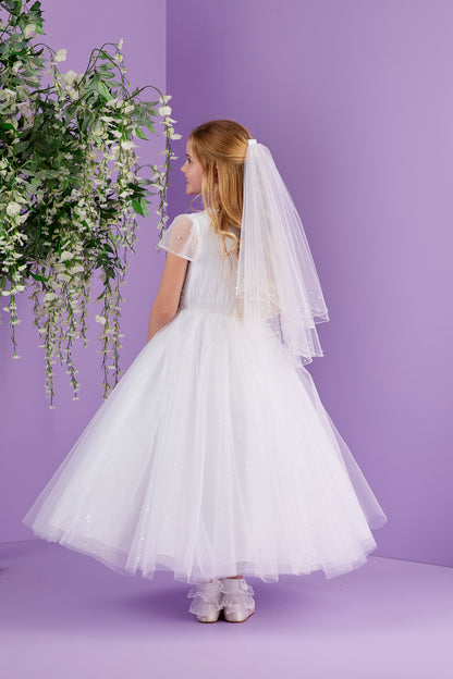 Portia Full Length Organza and Pearl Communion Dress with Sparkle Skirt Available 2026