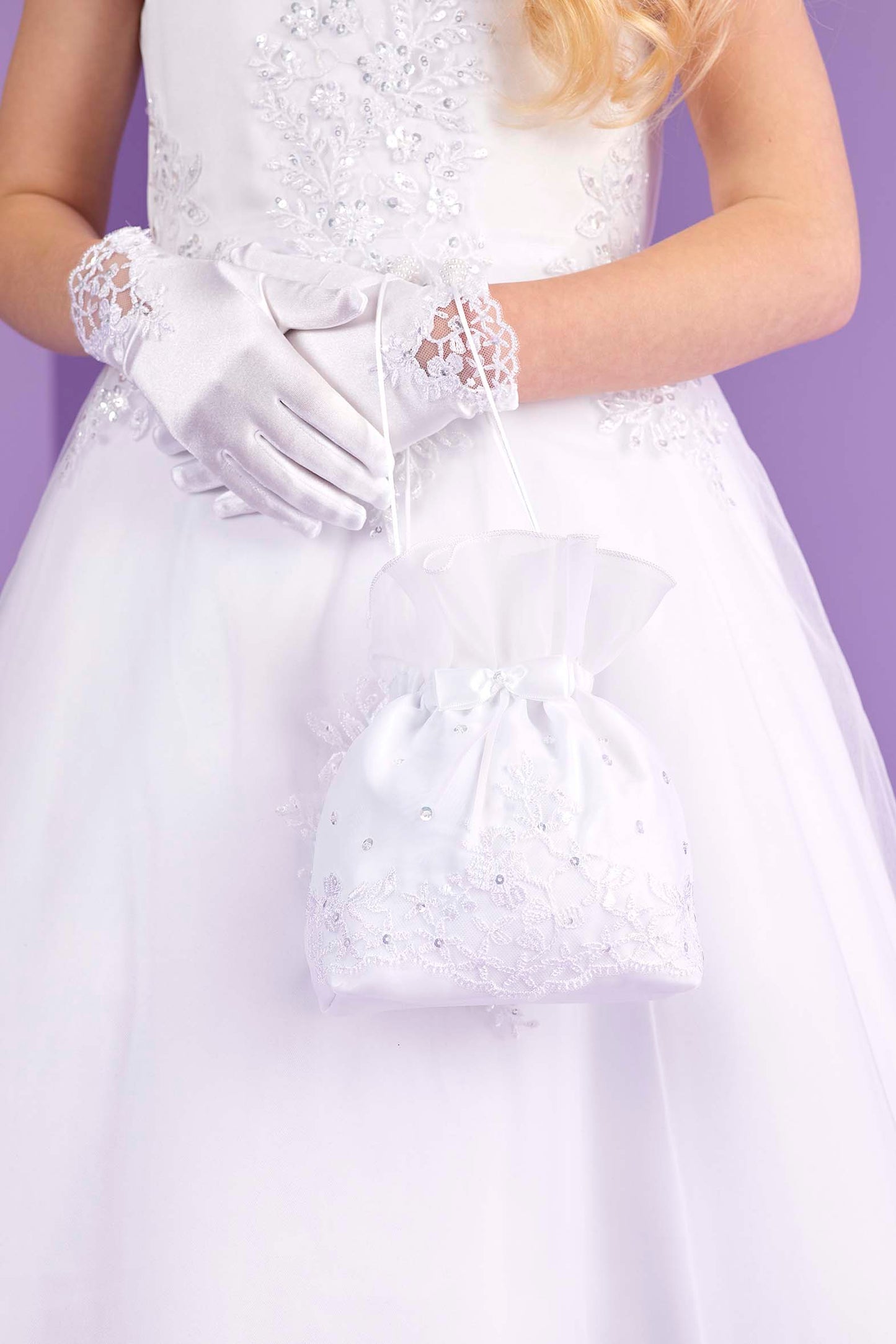 Katrina White Satin Communion Dolly Bag  Available October 2026