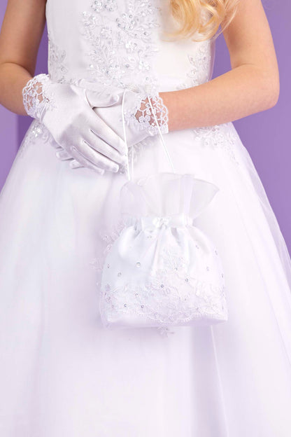 Katrina White Satin Communion Dolly Bag  Available October 2026