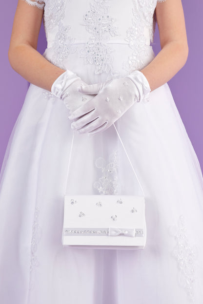 Clarissa White Pearl and Sequin First Holy Communion Bag  Available October 2026