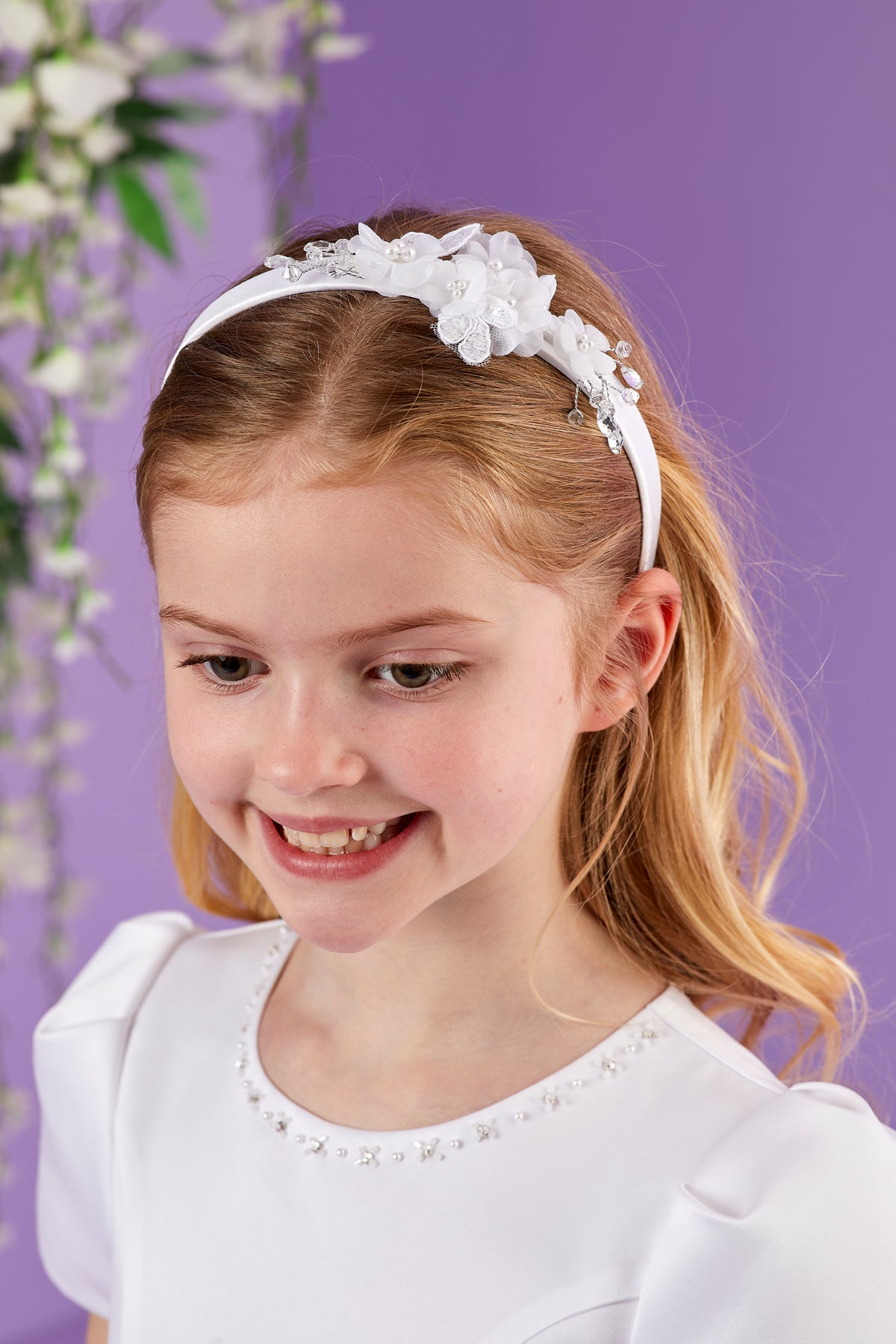 Joy Flower, Bead & Pearl Headband for Holy Communion, Flower girl  Available October 2026